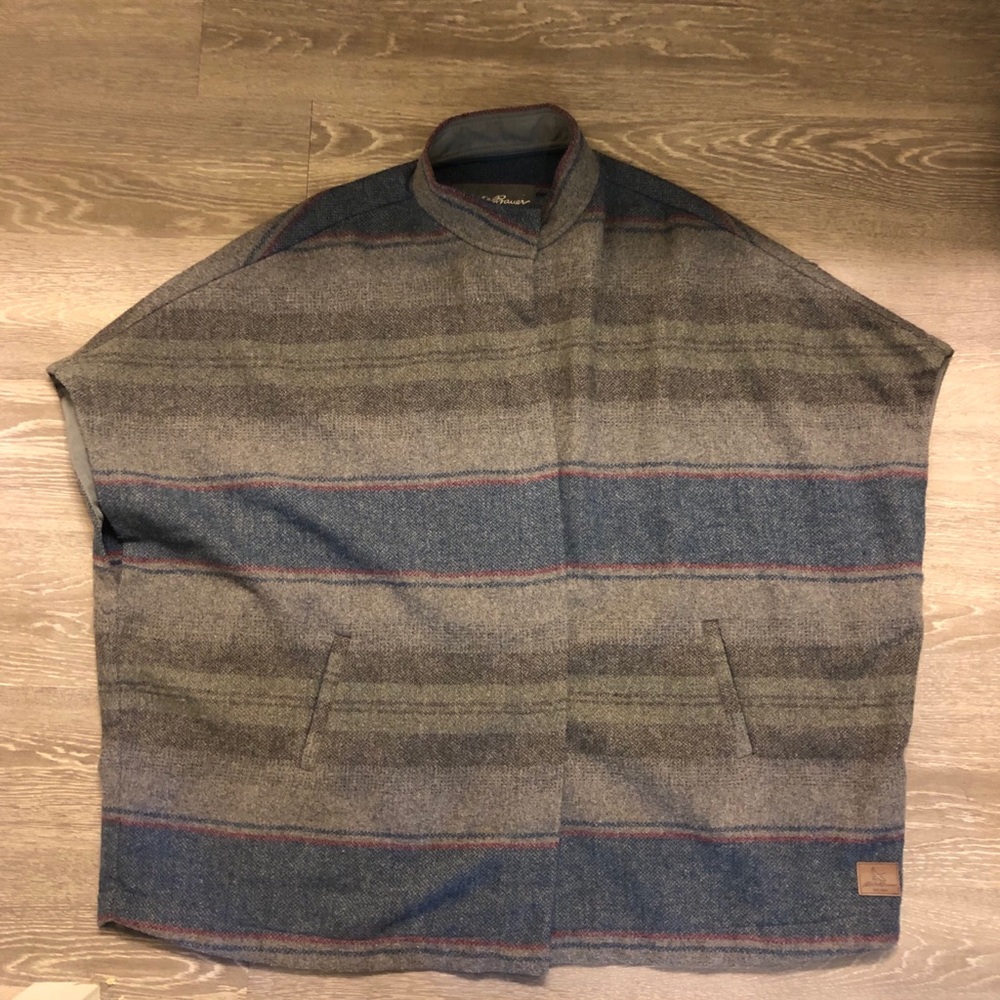 Eddie Bauer Grey Striped Wool Cape